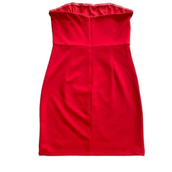 NEW Lulu’s | Feel the Beat Red Rhinestone Strapless Bodycon Mini Dress, Size M - Picture 8 of 15